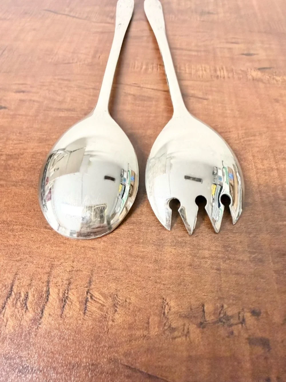 Vintage Italian Silver Plate Salad Server Set x2
